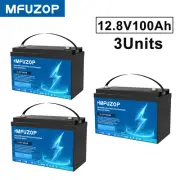 3x 12V 100Ah Lithium Iron Battery 300 LiFePO4 Recharge Deep Cycle Marine RV BMS
