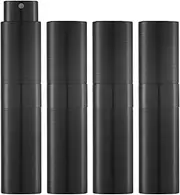 LISAPACK Perfume Travel Refillable Atomizer Bottle, 8ml Empty Cologne Spray Bottle Dispenser, 4pcs Portable Sprayer (Black)