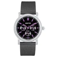 在飛比找momo購物網優惠-【GOTO】Shiny 時尚米蘭手錶(黑x紫刻度x黑帶)