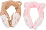 [DEARMAMY] 2pcs Lovely Cat Cartoon Ear Muffs Plush Winter Earmuff Ear Protectors