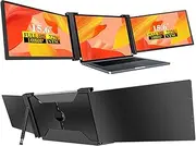 15.6 inch Portable Monitor for 15.6-17.3 inch Laptop, Triple Monitor Screen Extender, FHD 1080P IPS Support Reverse Charging Laptop Screen Extender with Retractable Stand for Office (Black)
