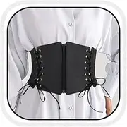 [COSYDAYS] Zipper Black Corset Belt Leather Wide Stretchy Belts Costume Elastic Waist Accessories for Women