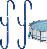 Swimming Pool Hook - 2 Piece Metal Fence Hanger, Rustproof Equipment Organizer | Heavy Duty Storage Rack for Garden, Patio, Backyard Gear Replacement, Wall Mount Space Saver Cleaning Tools