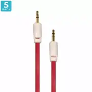 Auxiliary 3.5mm Jack to Jack Male Cable - Pack of 5 (Red)