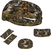 FJWSLCH Camouflage Deer Headbands for Women Men Non Slip Workout Sweatbands Adjustable Sports Hair Bands Elastic Head Bands Moisture Wicking Hairband for Running, Cycling, Yoga, Spa