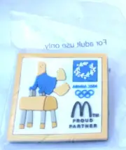 Mcdonalds 2004 Athens Olympics Mascot Pin Gymnastics Pommel Horse - 1.5" X 1.5"