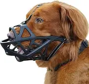 Dog Muzzle, Soft Basket Muzzle for Medium Large Sized Dog Golden Shepherd Shepherds, Dog Mouth Guard for Biting Chewing Scavenging, Allow Drinking and Eating (Black, XL)