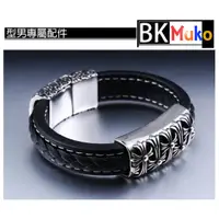 在飛比找旋轉拍賣優惠-[BK Muko] 歐美鈦鋼十字手鏈/男士真皮個性時尚手環 