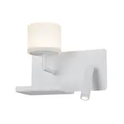 VIGO Wall Light Interior Surface Mounted 6W + 3W Reader Matte White with Frosted Diffuser LEFT