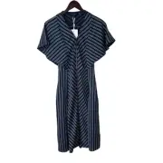 NWT Ted Baker Flissie Striped Midi Dress In Navy & White Women’s Size 1 (US 0-2)