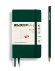 [LEUCHTTURM1917] Weekly Planner & Notebook 2025, Pocket (A6) Softcover in Forest Green