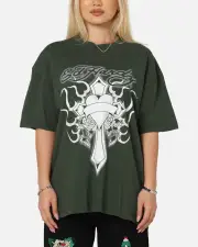 [ED HARDY] Ed Hardy Cross My Heart T-shirt Pine Green - Size 2XL 2XL Pine Green