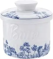 Fenteer Butter Dish Butter Crock with Lid for Soft Butter Porcelain Butter Container Butter Keeper for Cafe Dining Table Centerpiece , Style A