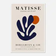 Galrie Elegant Papiers Découpés Matisse Print Navy Blue Coral for Sophisticated Décor, Poster Only, A4 21 x 30cm (8 x 12inch)