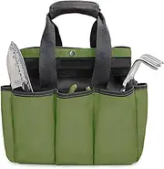 [Generic] Gardening Tote Bag with 8 Pockets Convenient Handle Gardening Tool Kit Organizer Hand Tool Storage Bag Lawn Yard Bag Carrier Army Green One Size