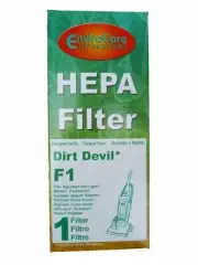(2) Dirt Devil F1 Pleated HEPA filter Breeze Featherlite Jaguar Kinetix Scorpion