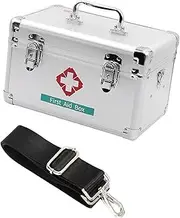 Zialofi Portable Locking First Aid Storage Box Bin Versatile for Everyday Use Sturdy Aluminum Frame, 31x20x19cm