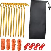 ARTSEWPLY 1Set Professional Tent Pegs Set with Storage Bag Durable Ground Stakes for Camping Hiking Outdoor Activities Includes Pegs Ropes Buckles for Secure Fastening