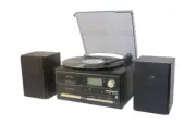 TECHPLAY ODC128BT BLUETOOTH STEREO SYSTEM RECORD PLAYER CASSETTE CD RADIO BLACK