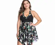 Ladies'Large-Size Swimming Suit with Separate Printed Skirt - 1