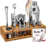 Stylish 23-Piece Mixology Set with Bamboo Storage - Gifts for Home Bartenders