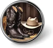 [FZMVSQH] Cowboy Black Hat Western Boots Printed Round Button Pin Badges Metal Pinback Buttons 1 Inch Pins for Hat Shirt Clothing Bags Decoration, Circular, Aluminum, Circular, Aluminum