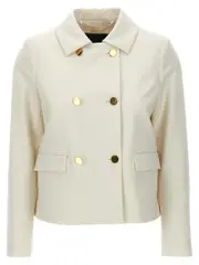 [Kiton] Kiton-Cropped Double-Breasted Jacket Blazer And Suits Bianco-Donna 42IT White