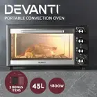 Devanti 45L Convection Oven Electric Fryer Bake Grill Ovens Benchtop 1800W