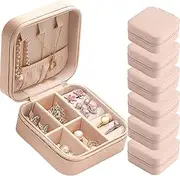 CIPIDI Travel Jewelry Case Bridesmaid Gifts Box,6 Pack Small Jewelry Box Mini Jewelry Organizer,PU Leather Portable Earring Storage Box for Women Girls Bridesmaid Proposal Gifts