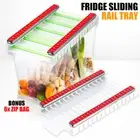 Refrigerator Hanging Storage Clip Fridge Sliding Rail Tray Rack with 6 Zip Bags