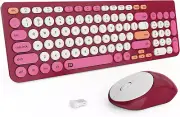 Wireless Keyboards Mouse Combos, Colorful Cute Keyboard Typewriter Full-Size Ret