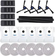 Roller, Filter, Dust Bag, Mop, Side Brush (Black) | Compatible with Ecovacs Deebot X2 Omni | Robotic Vacuum Cleaners(X2 Omni Black Set)