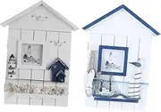 Cabilock 2pcs Mediterranean Style Key Storage Box Rustic Wall Key Hook Organizer for Home Entrance Lightweight Design Housewarming Present for Family and Friends