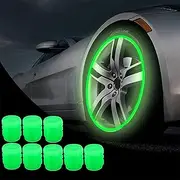 Luminous Tire Air Valve Cap, Glow in The Dark, Universal Fluorescent Valve Caps, Corrosion Resistant, for Car, Motorcycles, SUV, Truck, Bike (Green, 4pcs)