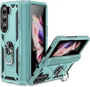 [Cavor] for Samsung Galaxy Z Fold5 5G Case (7.6") TPU Case PC Bumper 360° Rotation Ring Holder Kickstand Back Cover [Work with Magnetic Car Mount] Shockproof Protective Cover-Green