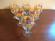 Set of 6 GREENBRIAR Groovy VTG Mandela Patterned Sangria Wine Stemmed Glasses
