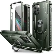 [Dexnor] Case Compatible with iPhone 12 & 12 Pro [6.1 inch] 360 Full Body Heavy Duty Military Grade Shockproof Hard Back Cover Built-in Screen Protector and Kickstand for iPhone 12/12 Pro - Green