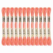 12 Skeins Embroidery Floss, Polyester Embroidery Threads Orange Red