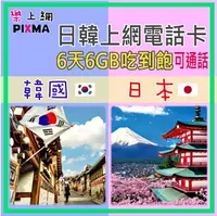 在飛比找樂天市場購物網優惠-日韓上網卡 電話卡 6天6GB吃到飽 日本上網 韓國上網漫遊