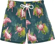 [RPLIFE] Kids Swim Shorts, Anti Chafe Swim Trunks for Boys 2 T, Axolotls