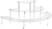 HENABLE Acrylic Display Riser - 3 Tier Clear Cupcake Stand, Perfume Organizer, Half Moon Dessert Stand, Shelf for Food, Amiibo Funko POP Figure Display