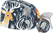 [YTYVAGT] 2-Pc,Gourd-Shaped Working Cap,Fisherman Hat with Buttons and Cotton Sweatband,Animals Fox Owls Deer