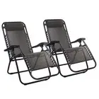 Set of 2 Zero Gravity Chairs Reclining Outdoor Furniture Sun Lounge Folding Camp