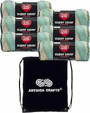[Red Heart] Super Saver Sutherland Stripes E300B-4381 (6-Skeins - Same Dye Lot) Worsted Medium #4 Acrylic Yarn for Crocheting and Knitting with Project Bag