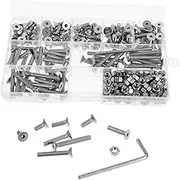 COSMEVIVI 260pcs Screw Kit Nuts Metric Bolts and Nuts Assortment Assorted Machine Screws Angled Bolt Head Countersunk Silver Carbon Steel