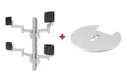 Atdec AWMS-4-4675 Quad 460mm Monitor Arms on 750mm Post / 12kg (26.5lb) Flat Screens, 10kg (22lb) Curved Screens + Grommet Clamp Desk Fixing, Silver