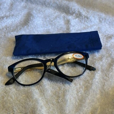 Studio ICU Eyewear Women COLOR BLUE WOOD BLACK Reading Glasses +1.50 #7662 NEW