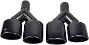 2pcs Car Accessories Exhaust Tips System Muffler Tail Pipe Compatible For Mercedes Benz C63 C65 W204 2008-14 AMG Style(Inlet60mm Y type)