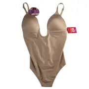 New NWT SPANX Bodysuit Underwear Shapewear Compressiona Padded Bra Cups. Nude M