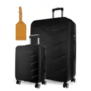 Pierre Cardin Hard Shell Large and Cabin 2-Piece Set Luggage Tag - Black